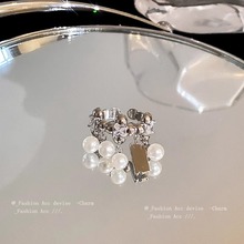 小众款珍珠流苏开口戒指ins风高级感轻奢叠戴指环百搭首饰女戒夏