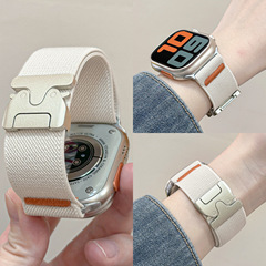适用于苹果S10尼龙弹力表带 apple watch9/8/7 Ultra降落伞扣腕带