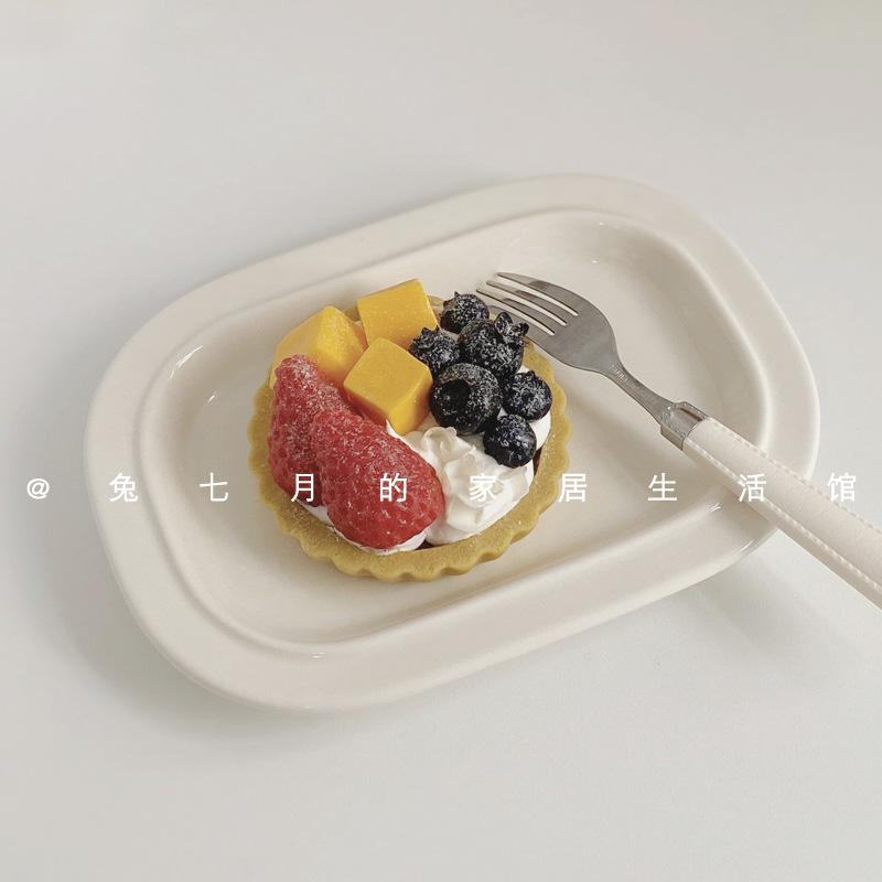 兔七月|陶瓷餐具日式甜品盘ins风简约小碟子寿司盘意面盘烤盘s^