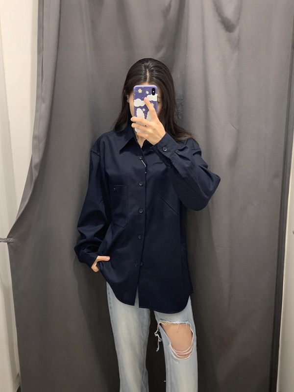 日系男装女装25新款秋冬斜纹宽松衬衫长袖休闲衬衣483132 480654|undefined