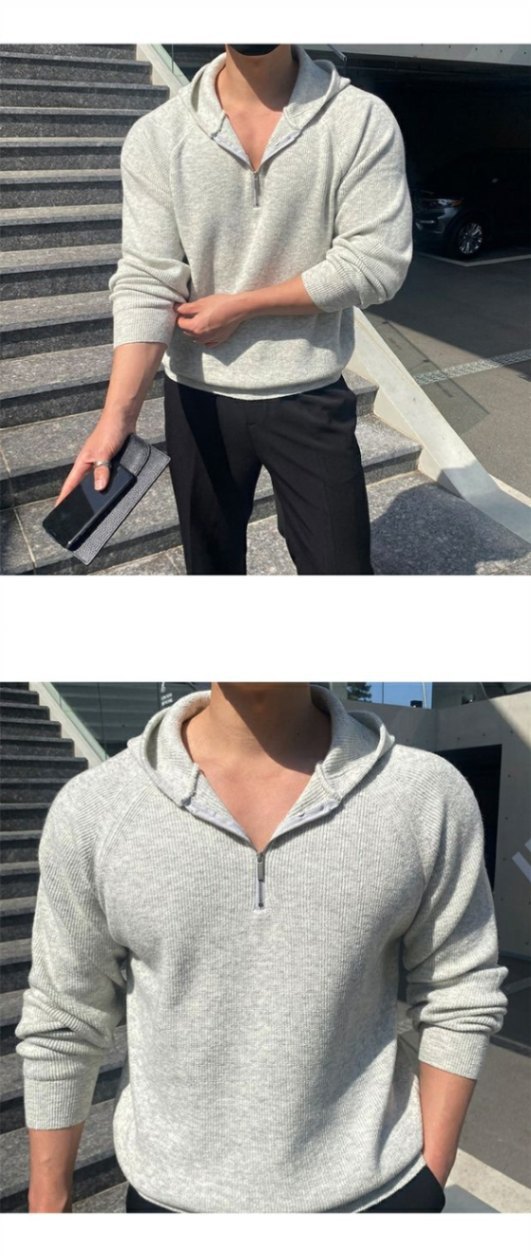 Herren Kapuzenpullover Mit Reißverschluss Oversize Strickware_voghion.com