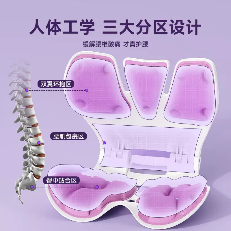 可折叠人体工学护腰坐垫高承重坐靠背椅一体办公室辅助护腰坐姿椅