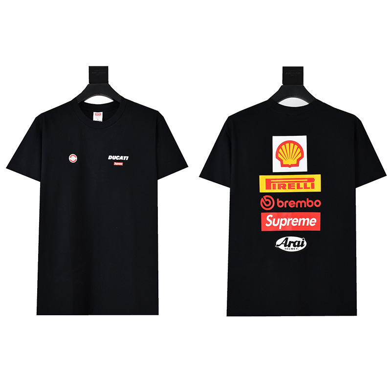 ヘビーウェイトクロスボーダー アメリカンファッション Supreme レタープリント Tシャツ BOX ラウンドネック 半袖 メンズ レディース ゆったり カジュアル Tシャツ 男女兼用|undefined