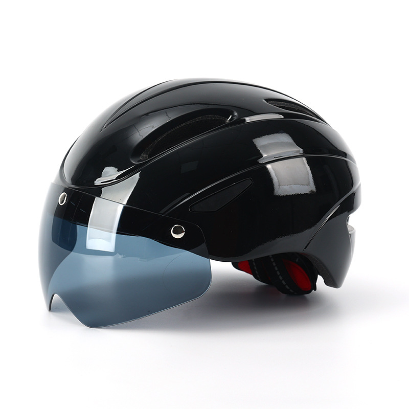 Casco de ciclismo con espejo de absorción magnética, cubierta de PC, gafas unidireccionales de alta densidad, sombrero de viaje para llevar