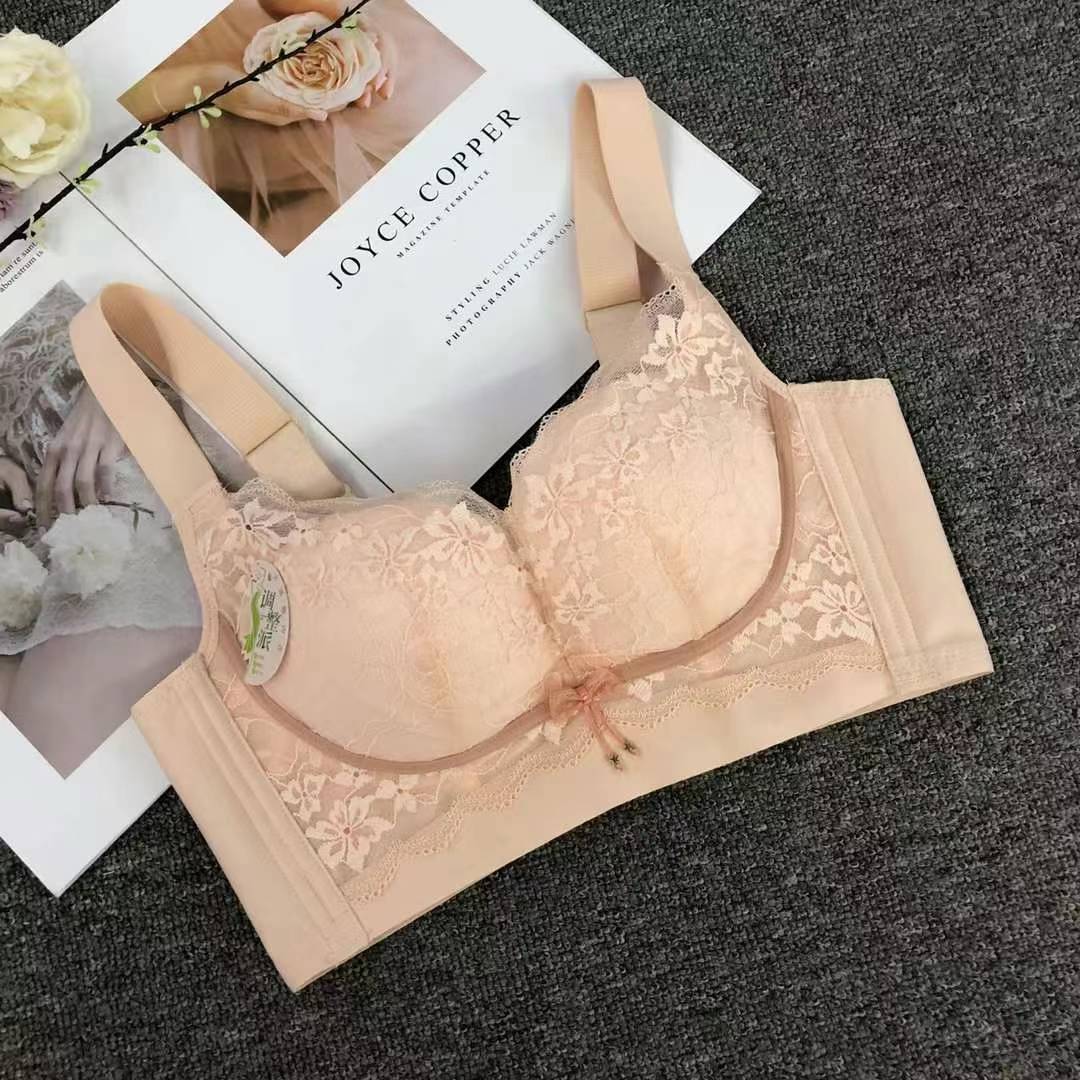 Nuevo sujetador de alta calidad de moda de encaje jacquard transpirable y cómodo ajuste lateral de pecho de botón múltiple ropa interior mujer