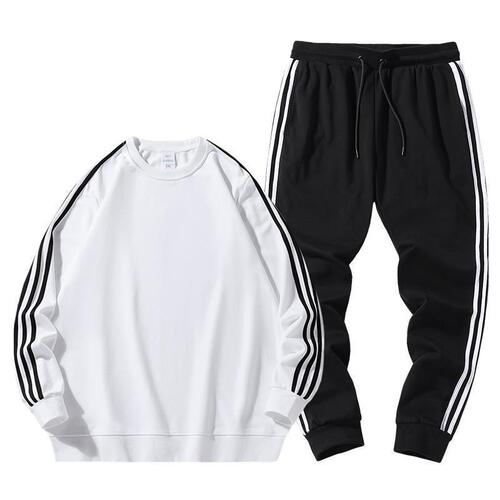 Men's and Women's Cotton Crew Neck Sweatshirt Set for Spring and Autumn, Long Sleeve Outerwear, Two-Piece Casual Running Set Stylish