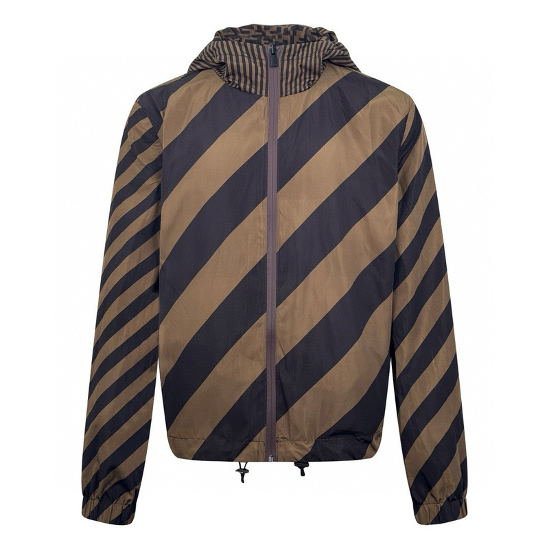 Wholesale Foreign Trade Supply Dense Woven Nylon Fabric Double F Print Reversible Men's Hooded Jacket Men Jacket
