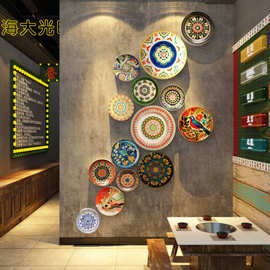 搪瓷盘东北墙面装饰火锅店餐饮壁画贴破店80年代怀旧老物件供销社
