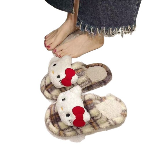 Fashionable, Lightweight, Cute Cartoon Headband Plush Slippers for Women - New Winter Outdoor Wear with Fleece Lining and Warm Cotton Slippers
