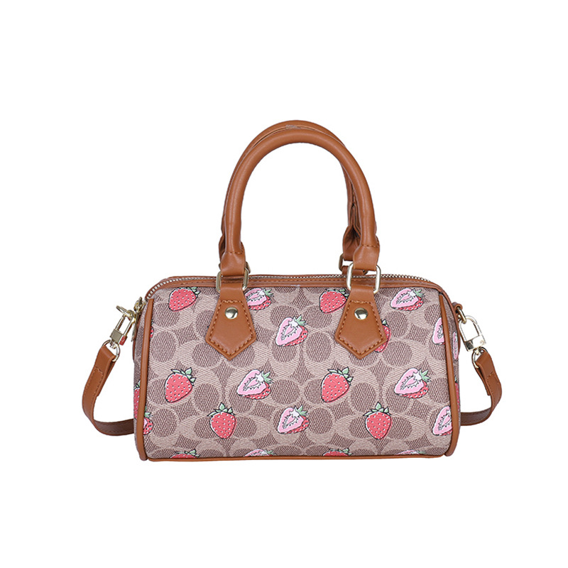 Bolso de diseño nicho lujoso portátil bolso de almohada de Boston nueva moda impresión de moda mochila de fresa