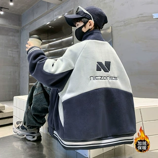 男童秋冬款时尚加绒外套2026新款中大童休闲潮流洋气保暖韩版上衣