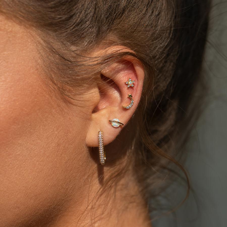 fashion geometric plated 18K gold inlaid zircon copper earrings wholesale