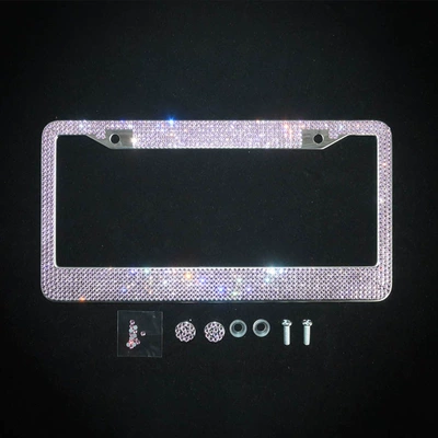 License Plate Frame with Diamonds Stainless License plate holder/license plate holder - round-hole-powder-acrylic-drill