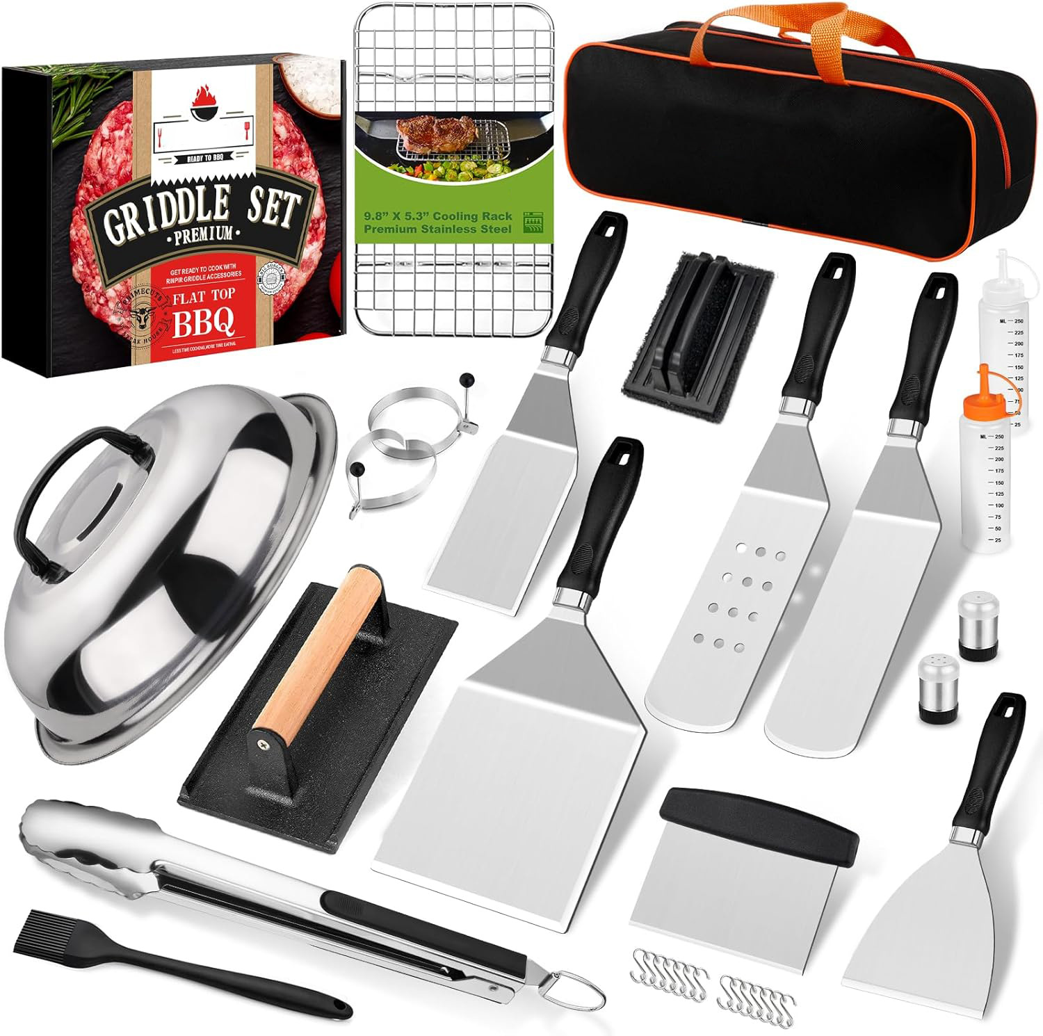 Spot Amazon venta transfronteriza de acero inoxidable conjunto de herramientas de parrilla BBQ tepanyaki hamburguesas cocina cocina cocina cocina