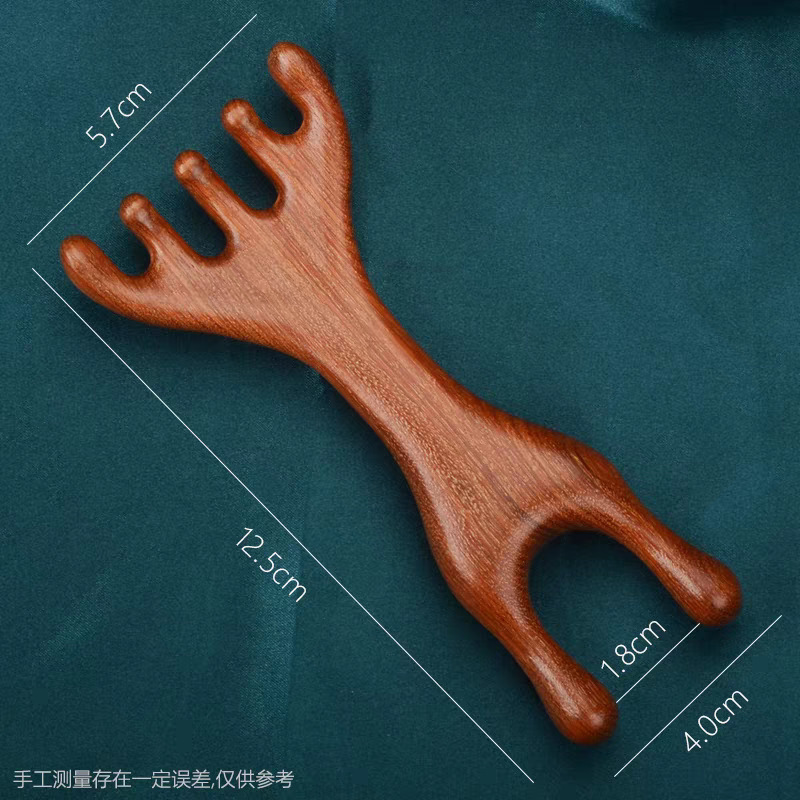 鹿角櫛マッサージ櫛鹿角熊手小蛙鼻掛器金糸緑檀木櫛鹿角櫛マッサージ器|undefined