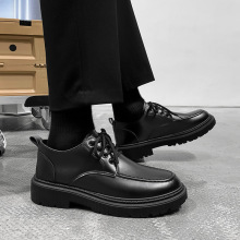 秋季单鞋男士休闲皮鞋大头鞋英伦工装鞋子潮流黑色小皮鞋浅口潮鞋