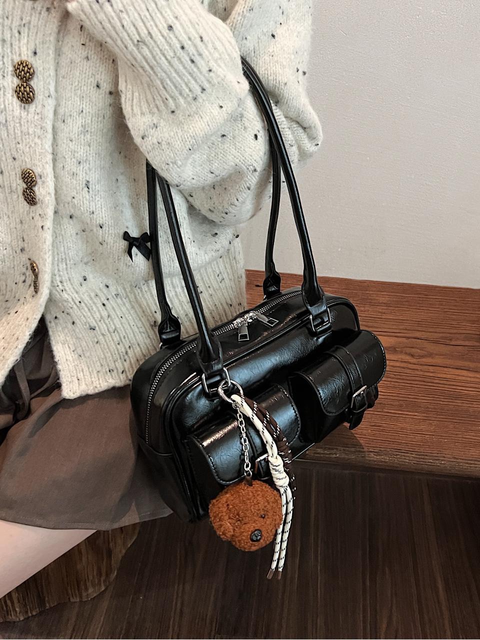 Nicho coreano Zhong explosivo bolso de brazo para mujeres 2025, nuevo retro de gran capacidad bolso de hombro de la marea universal bolso de viaje