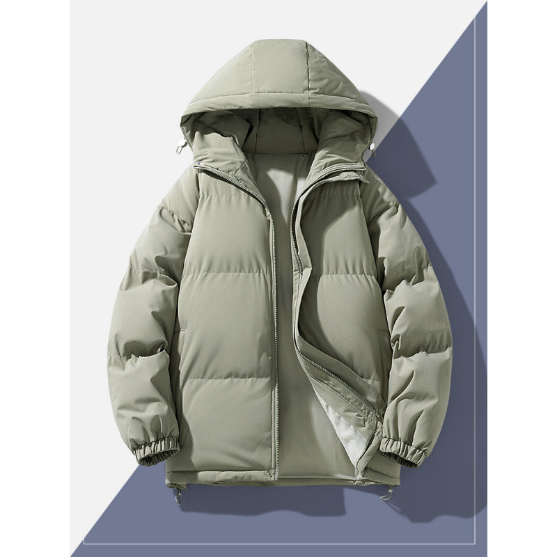 2024 invierno nuevo algodón casual para hombres de color sólido simple placa de luz gruesa abrigo de algodón con capuz para hombres