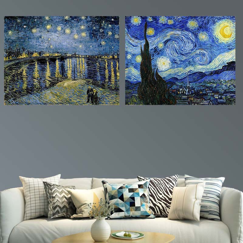 DIY钻石画40*50画满钻梵高星夜跨境十字绣星空渐变装饰画工厂定制