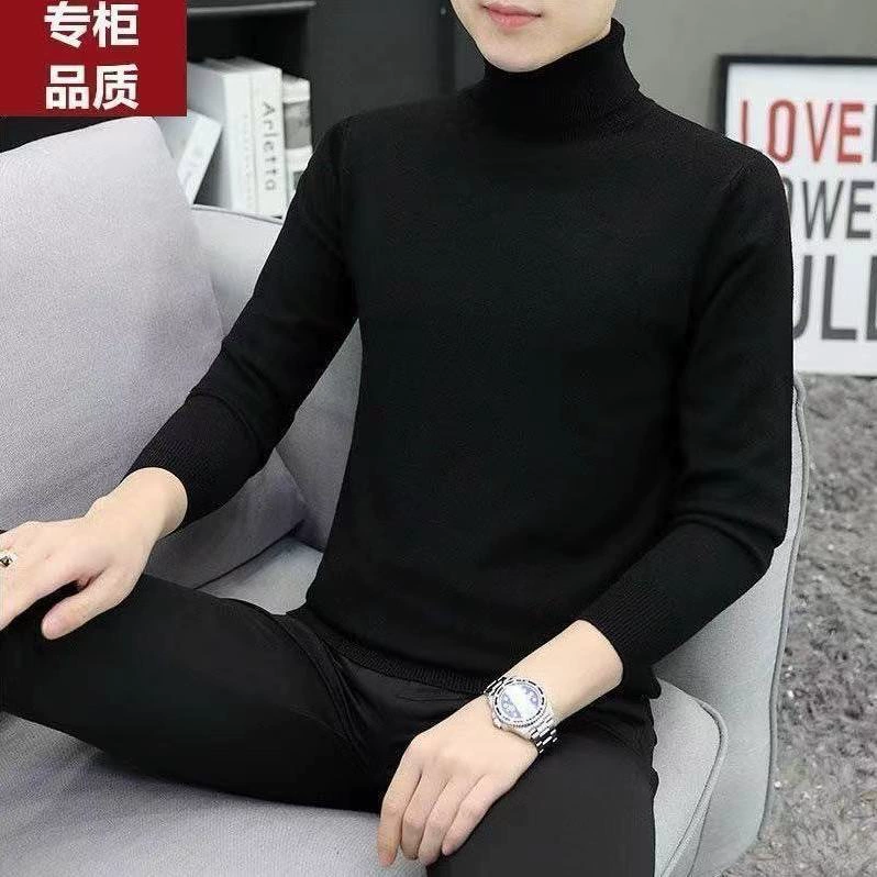 Трансграничная мужская шерстяная куртка с теплым дном вязаный свитер с тонким полувысоким воротником