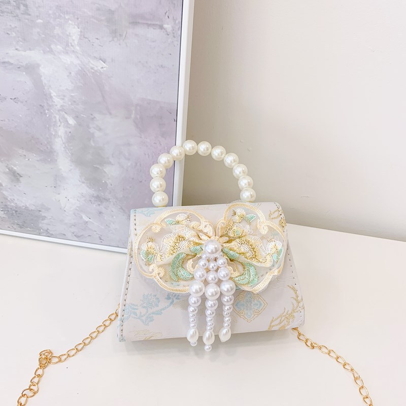 Bolso de hombro para niños caliente exquisito antiguo bolso de cambio para chicas lindas princesas al aire libre bolso de perlas casuales