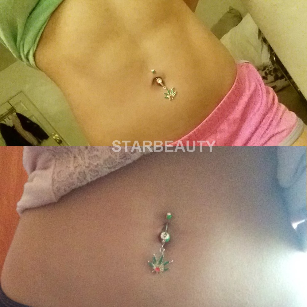 Piercing all'ombelico in acciaio inossidabile con anello a forma di foglia d'acero, gioielli per il corpo, all'ingrosso, 2022, nuovo stile_voghion.com