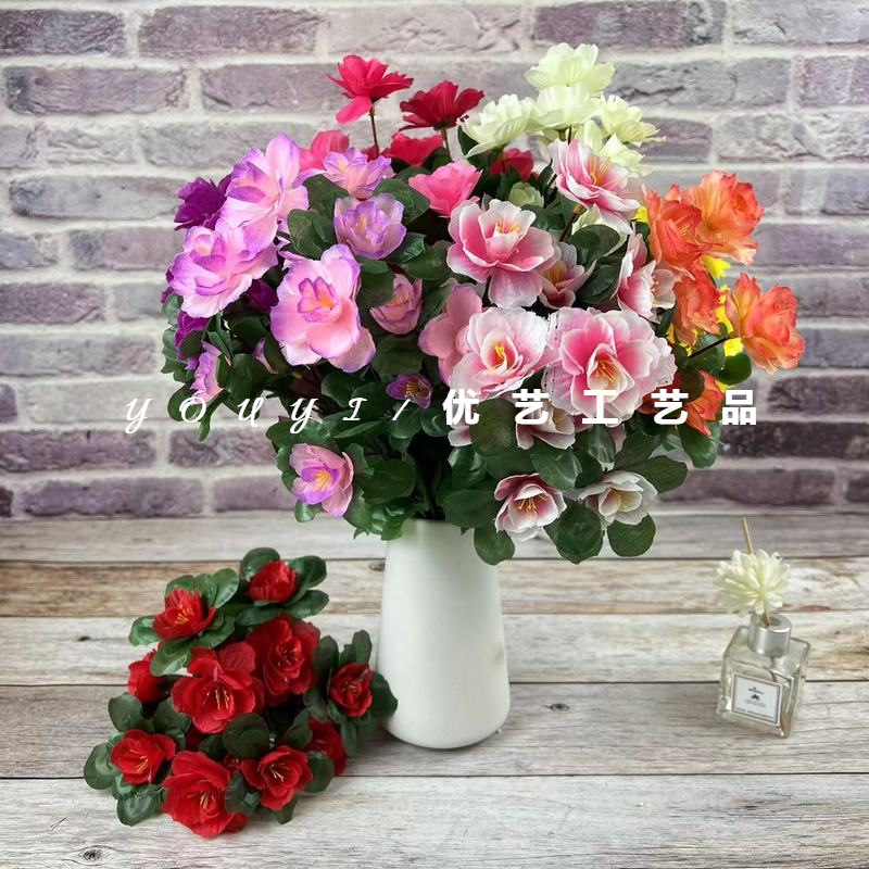 simulation Azaleas Azalea Artificial Flower Home Furnishing engineering Decorative flowers Silk flower Artificial flower Manufactor wholesale