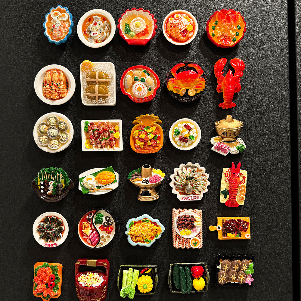 磁吸海鲜冰箱贴仿真火锅食物美食3D立体磁贴树脂居家装饰品磁性贴