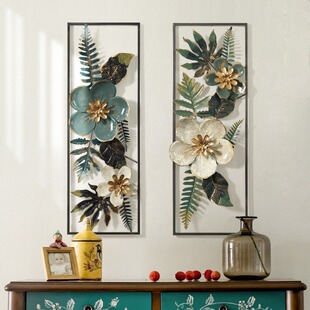 American background wall decoration flower hanging wall pendant living room three-dimensional wall decoration iron wall decoration creative porch wall hanging