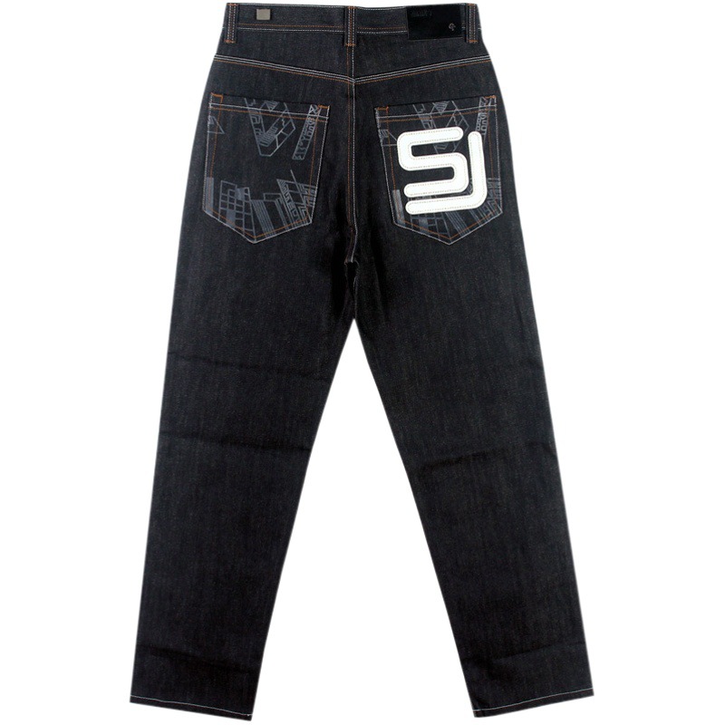 Los hombres de moda europea y americana más tamaño pantalones hip hop jeans hiphop hip hop impreso suelta pantalones monopatín