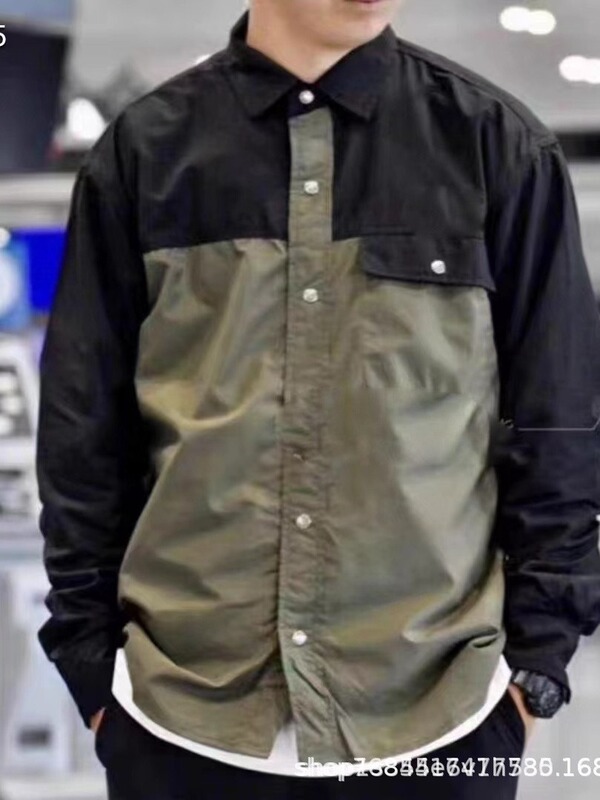 2024 Spring and Autumn Tnf Spliced ​​Long-Sleeved Shirt New Cardigan Thin Jacket Nr11961 Embroidered Shirt