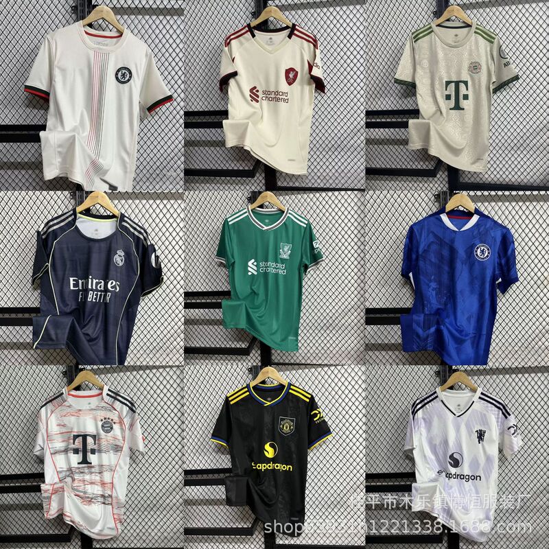 2526 Popular Football Jerseys Short-Sleeved Shirts Bayern Munich Liverpool Real Madrid Chelsea Fan Version Summer Loose T-Shirts