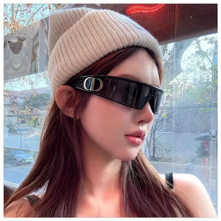 新款一片式发箍墨镜女户外防紫外线太阳眼镜高级感潮欧美跨境头饰|undefined