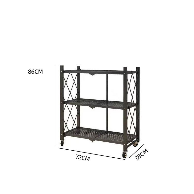 Estante de almacenamiento plegable de cocina sin instalación Estante de acabado de piso multicapa Estante de almacenamiento de horno de microondas transfronterizo doméstico