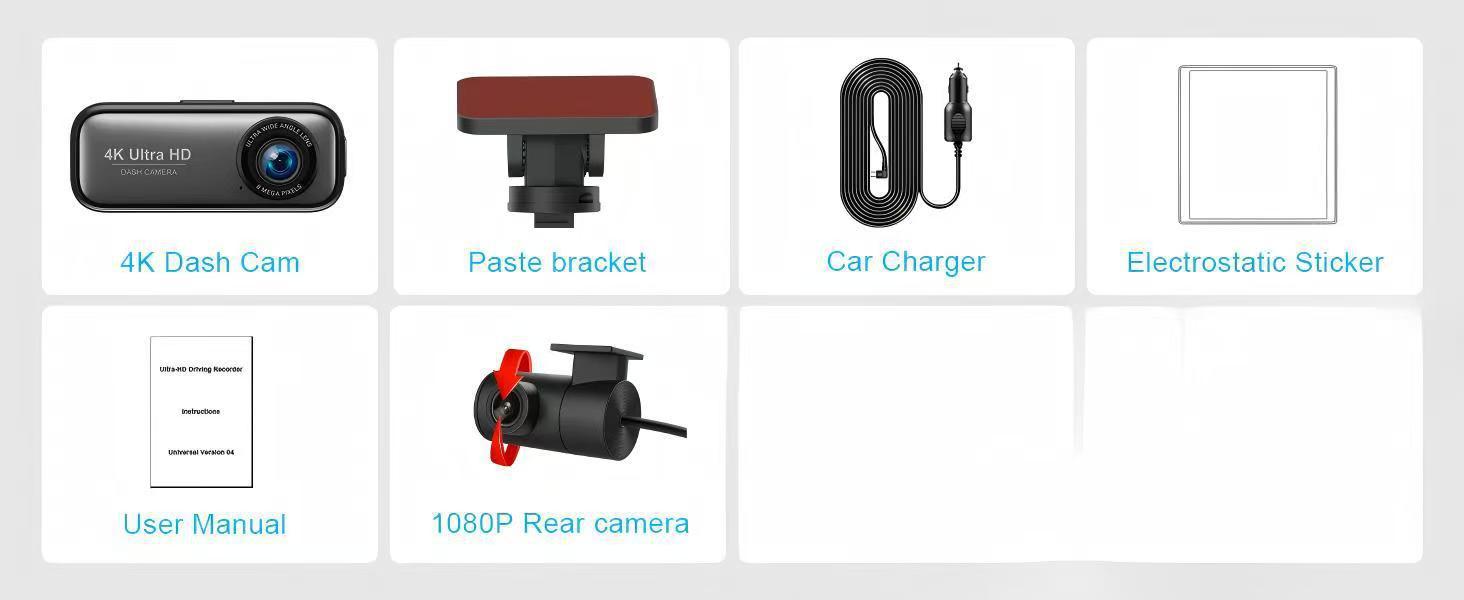 Dash Cam HD Wide: Chezai Driving recorder - 4k-dual-lens-front-interior