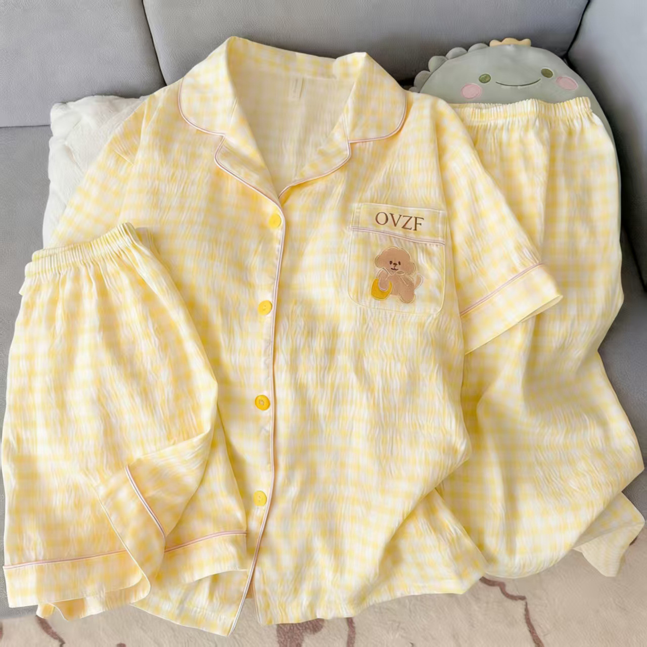 120G nubes de algodón pijama de manga corta tres piezas set ropa para el hogar sudeste asiático TK pedidos de comercio exterior transfronterizo entidad mayorista