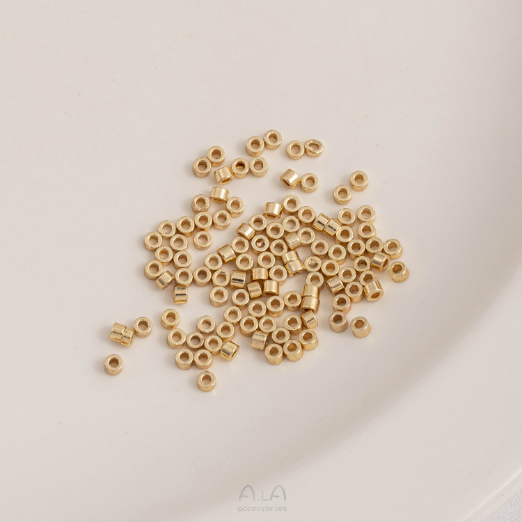 Polished Finish 100 Pieces 1.6*0.8 Less Than 1mm Copper 14K Gold Plated Solid Color Polished DIY Jewelry Accessories Beads
