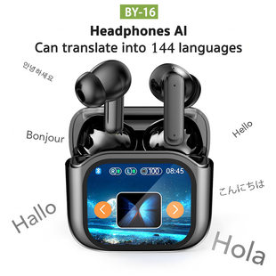 Factory LED full-color touch screen Bluetooth headset BY16 in-ear ANC+ENC noise reduction Bluetooth headset with AI translation