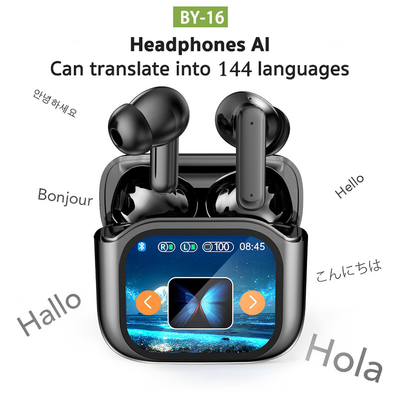 Factory Led Full-Color Touch Screen Bluetooth Headset By16 In-Ear Anc+Enc Noise Reduction Bluetooth Headset Can Ai Translation Factory Led Full-Color Touch Screen Bluetooth Headset By16 In-Ear Anc+Enc Noise Reduction Bluetooth Headset Can Ai Translation