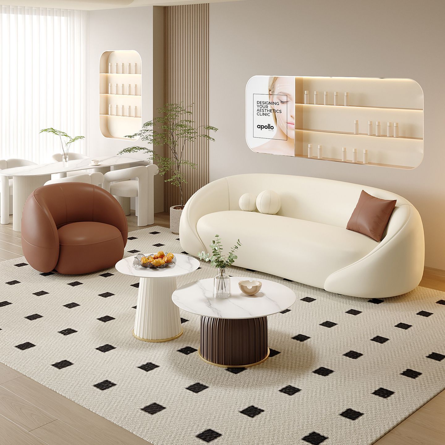 Sofá de tres personas de estilo crema de casa pequeña red de lujo ligero balcón mesa de té combinación de salón de belleza sala de descanso de recepción negociación
