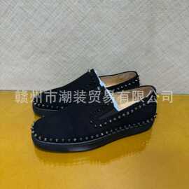 cl andgz男鞋黑色圈围铆钉低帮红底鞋女鞋情侣大码情侣款休闲板鞋