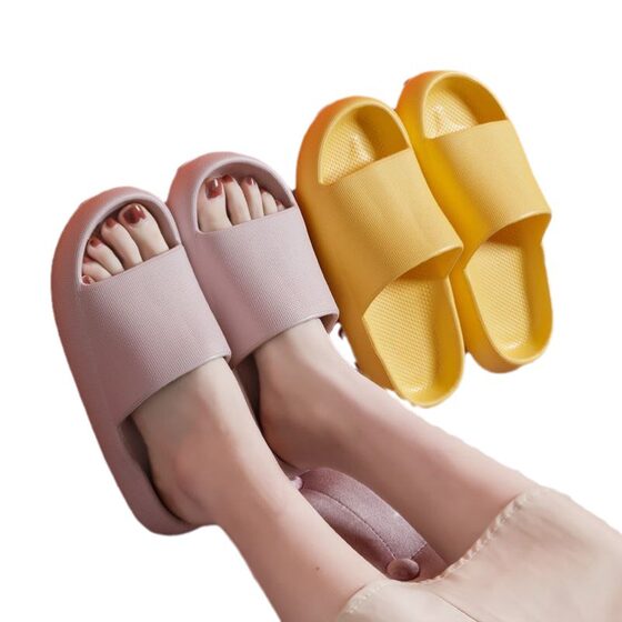 Stomp Feeling Thick Bottom Home Slippers Home Couple New Men's 2023 Indoor Bathroom Easy-Dry Sandals and Slippers for Women