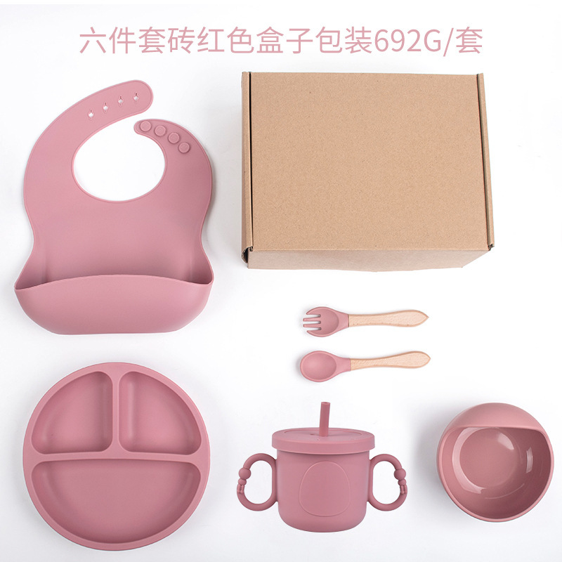 Placa de almuerzo de ventosa resistente a caídas de silicona de grado alimenticio Dumo Baby Juego de tazón Placa de almuerzo de silicona