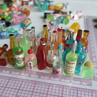Mini resin accessories diy cream glue handmade material jewelry mixed mixed bag simulation three-dimensional wine bottle convenience store