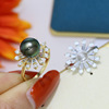 Fashionable shiny wedding ring wax agate handmade from pearl, jewelry, silver 925 sample