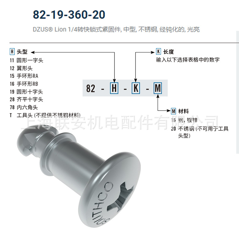 美国SOUTHCO 圆形十字头紧固件 81-19-140-16可搭配配件订购 现货
