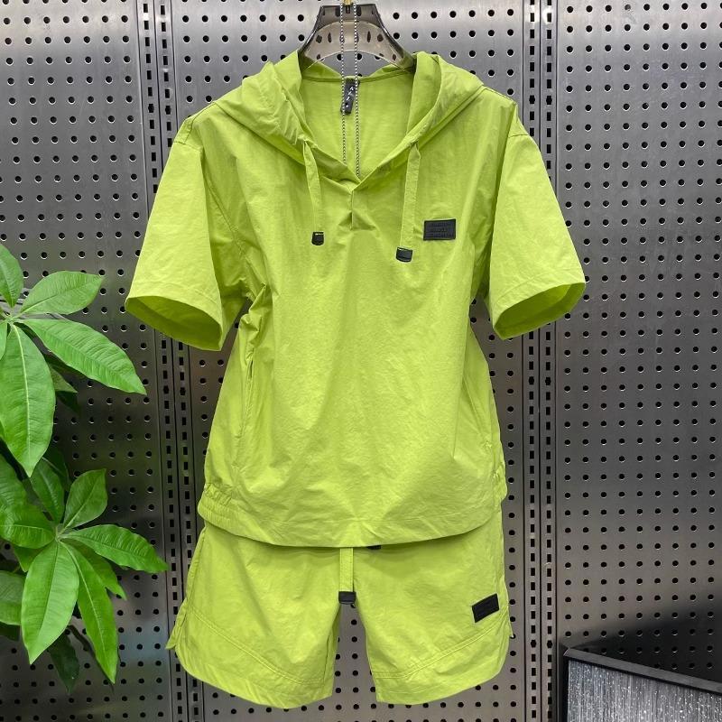 Summer New Style Lightweight Breathable Hooded Short-Sleeved T-Shirt Men's Versatile Loose Casual Shorts Two-Piece Suit