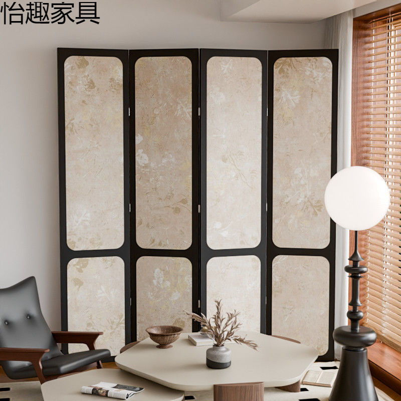 Office Entrance Decoration Foldable Retro High-End Mobile Folding Screen French Retro Screen Partition Living Room Blocking Office