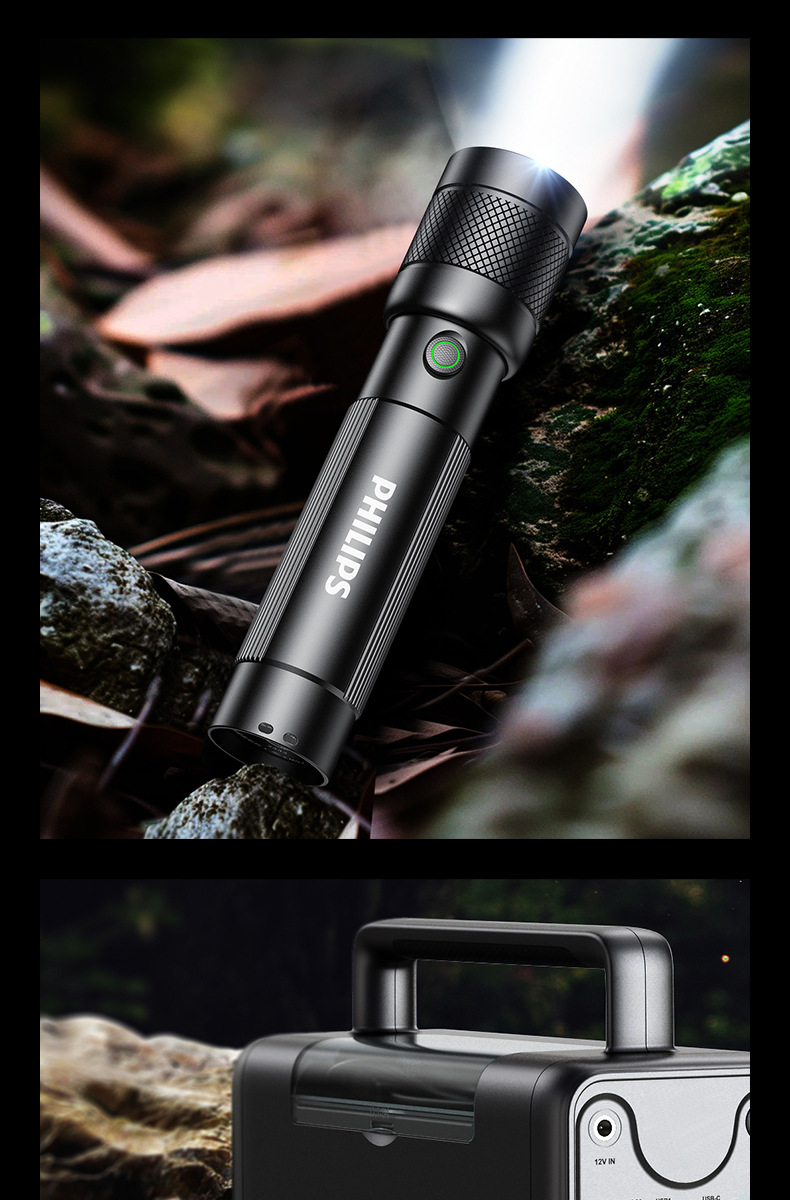 Philips Sfl2247 Flashlight, Strong Light, Rechargeable, Small, Convenient, Outdoor, Long-Lasting, Mini, Durable for Home Use