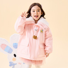 小黄鸭儿童羽绒服女童中长款加厚洋气宝宝装2025新款萌娃韩版外套